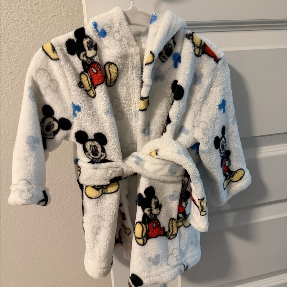 Disney Mickey Mouse White Hooded Fleece Kids Robe